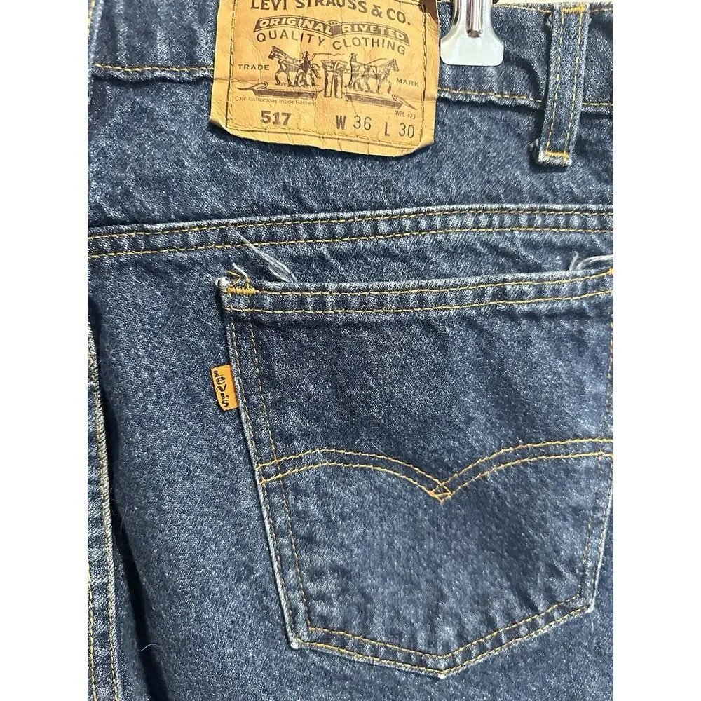 Vintage‎ Levi's 517 Men's Orange Tab Dark Denim Jeans USA 36x30 (Measure 36x30)